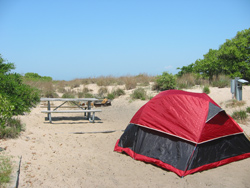 a campsite at First Landing